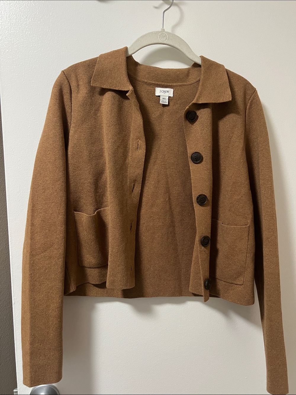 J. Crew Camel Brown Button-Front Cardigan Blazer